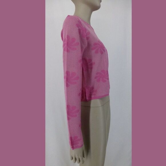 NWT Zara Pink Long Sleeve Sheer Floral Top - Picture 3 of 12